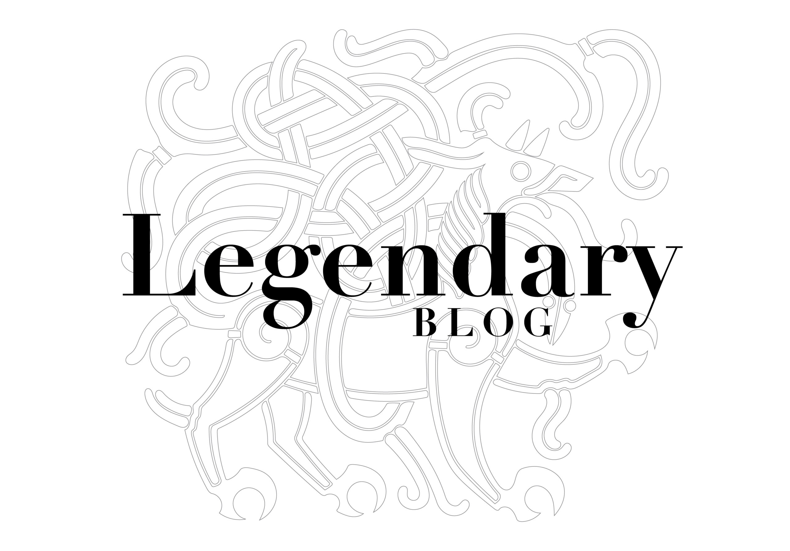 Logo of Legendary Blog with elegant typography and dragon motifs.
